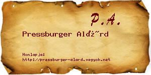 Pressburger Alárd névjegykártya